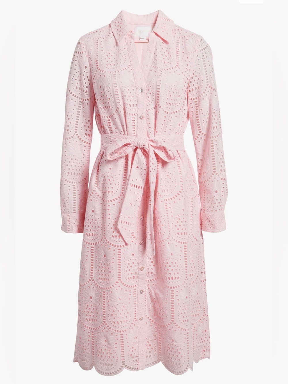 Lilly Pulitzer Pink Eyelet button down Midi Shirt Dress NWT